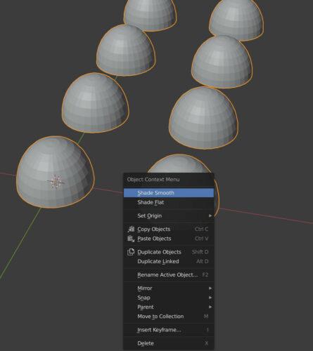 Context menu. Object context menu – Shade Smooth.