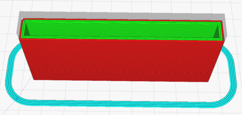 Cut open cuboid without filling. This stands on a relatively small side surface.