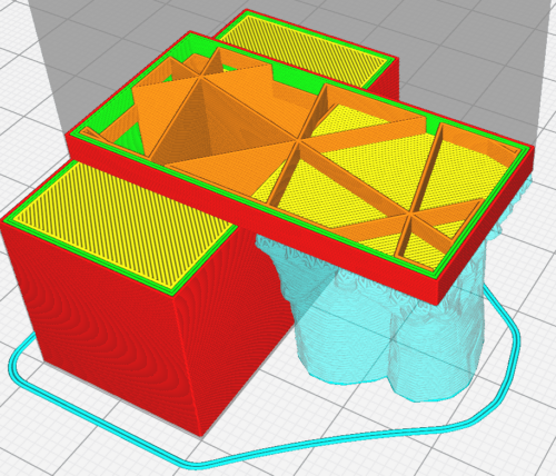 cut open cuboid, which has a small filling structure inside