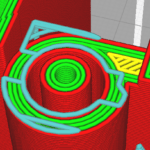 View of the hinge in the slicer with little support.