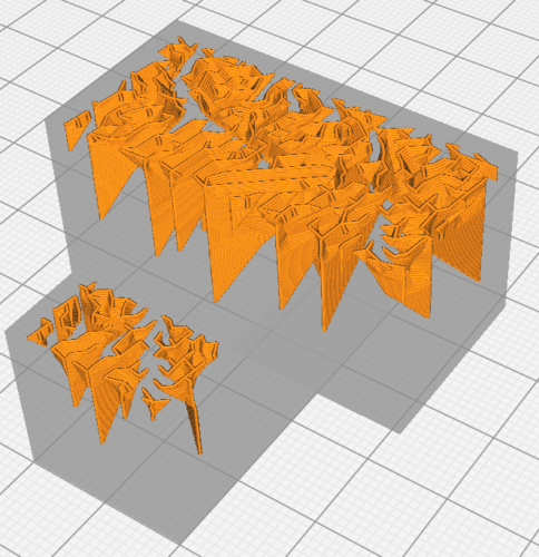 Strange looking infill structure inside to guarantee the top layers to be printed correct