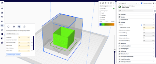 Preview of the model with the support blocker used