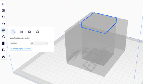 Setting the print parameters for the actual model