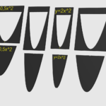 12 verschiedene Parabelschablonen